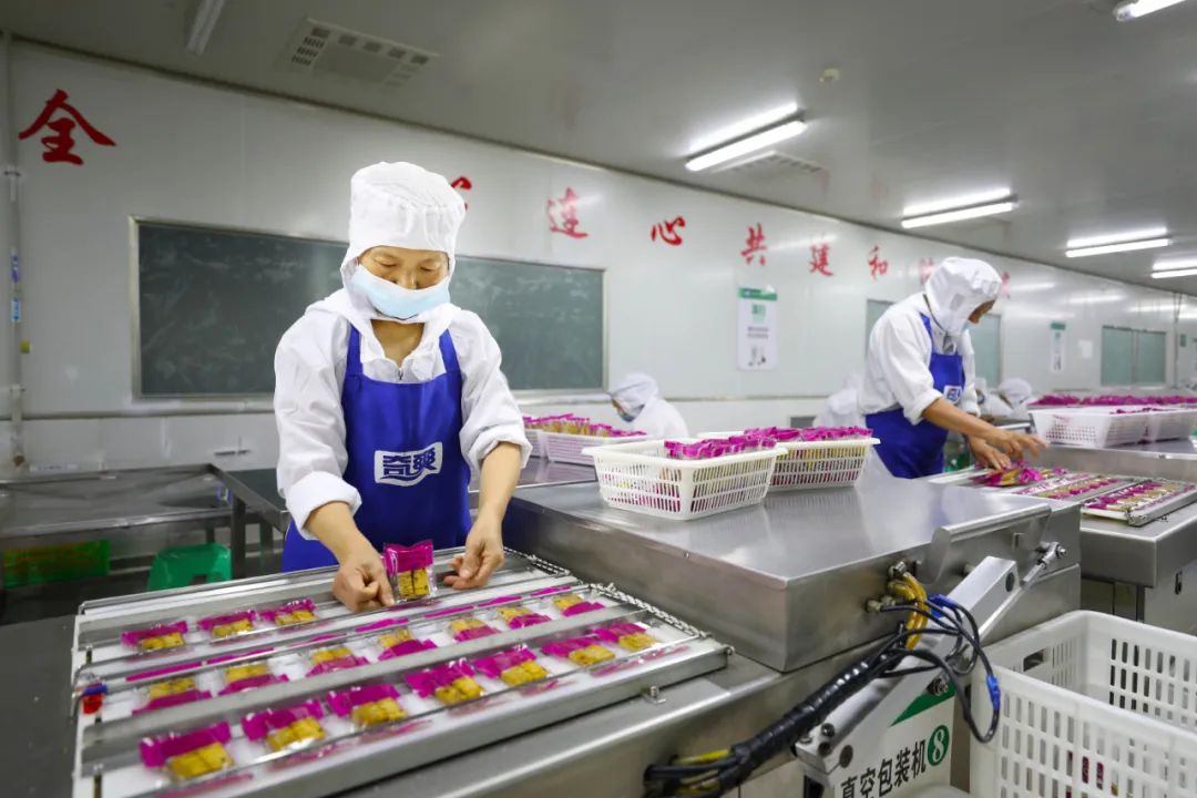 2022年7月5日，重慶市梁平區(qū)奇爽食品有限公司，工人在對預(yù)制菜產(chǎn)品進行真空包裝。圖/中新社發(fā)劉輝攝